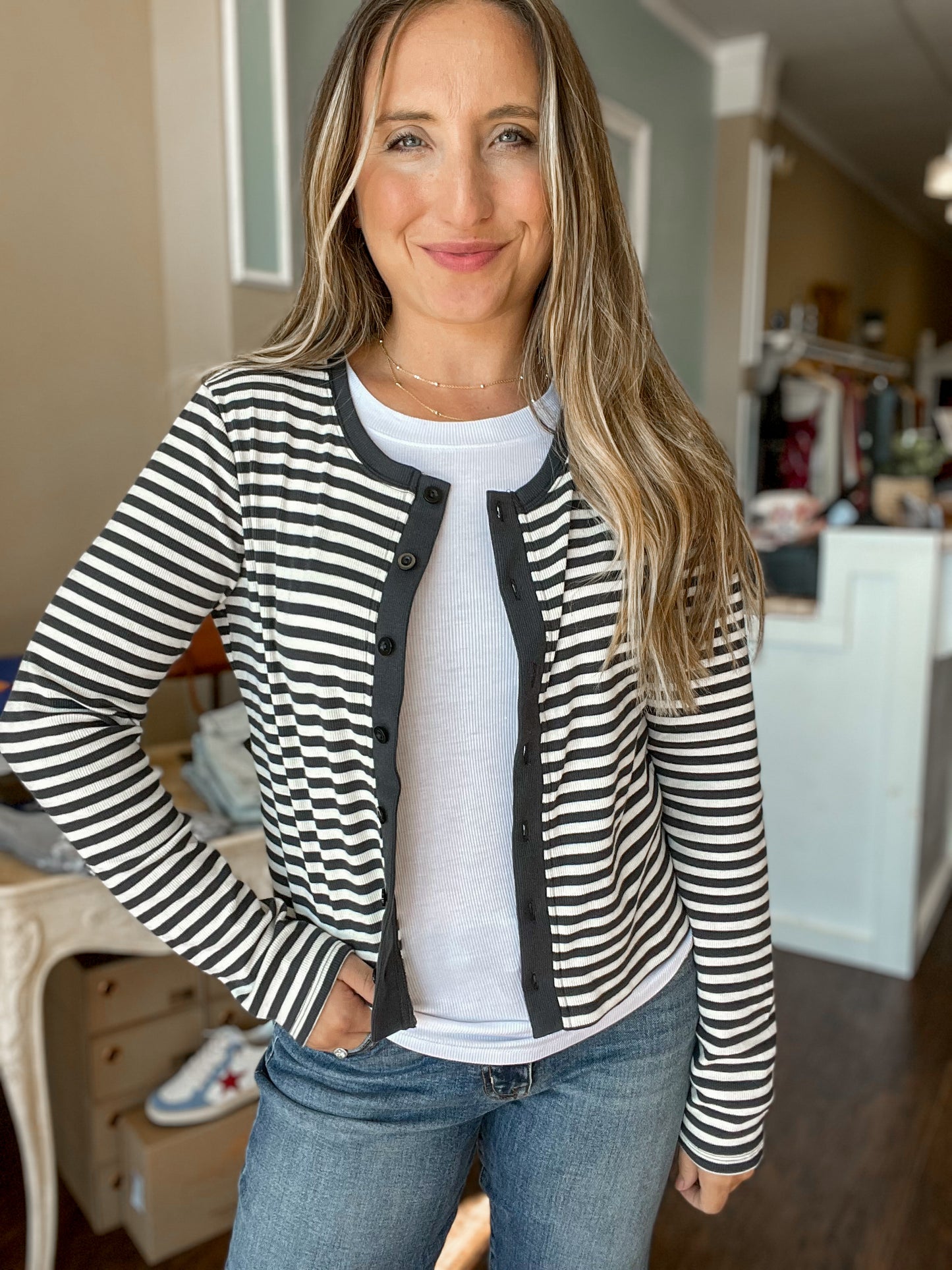 Punk Stripe Brady Button Up Pullover