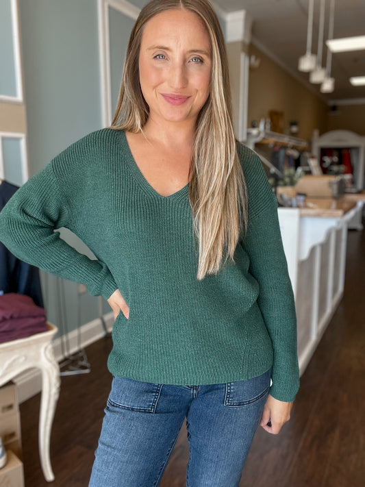 Heather Pine Green Tucker Sweater