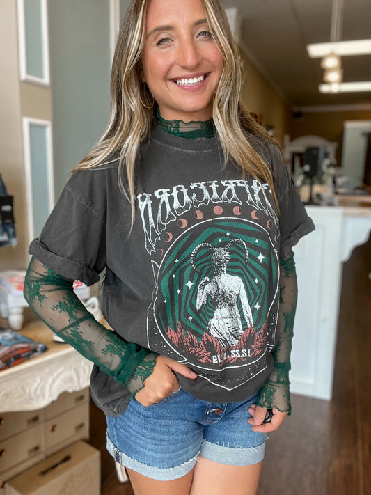 Pine Green Lace Long Sleeve