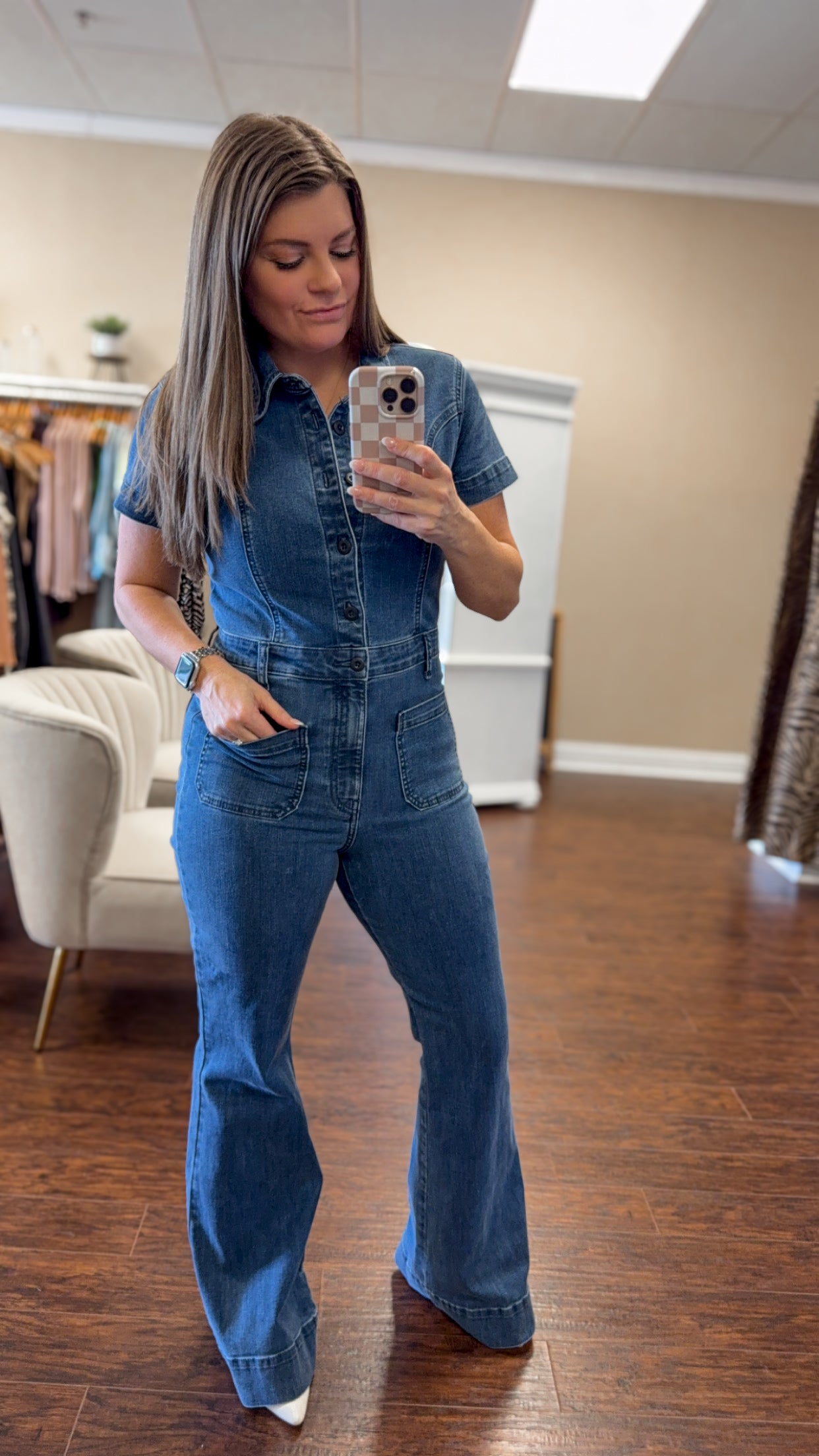 Denim Flare Jumpsuit