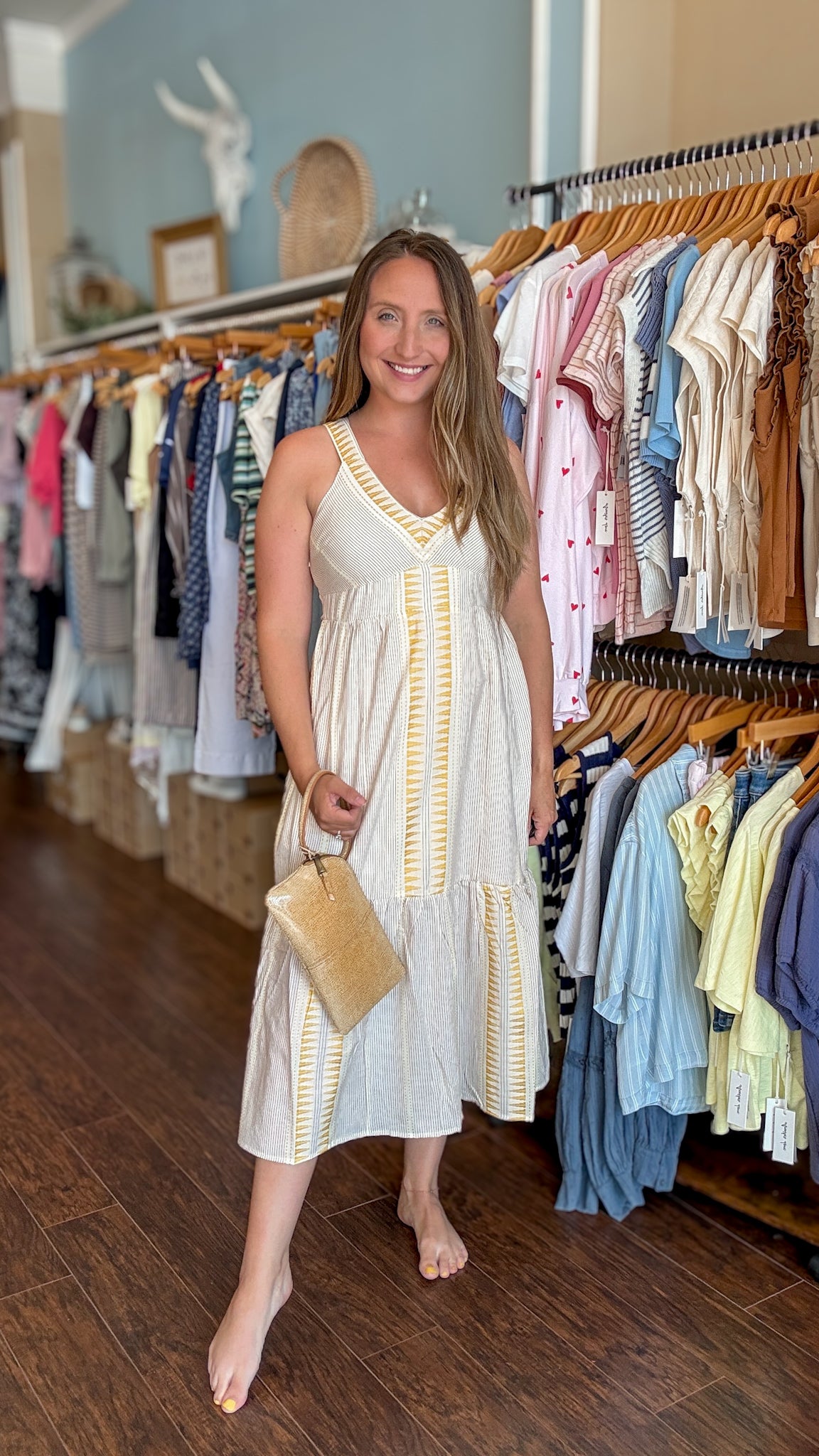 Cream Brown Midi Dress