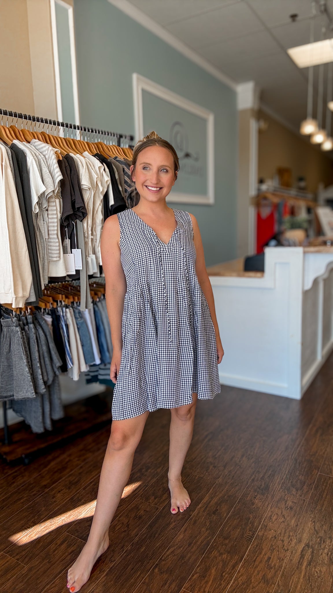 Navy Gingham Zoey Dress