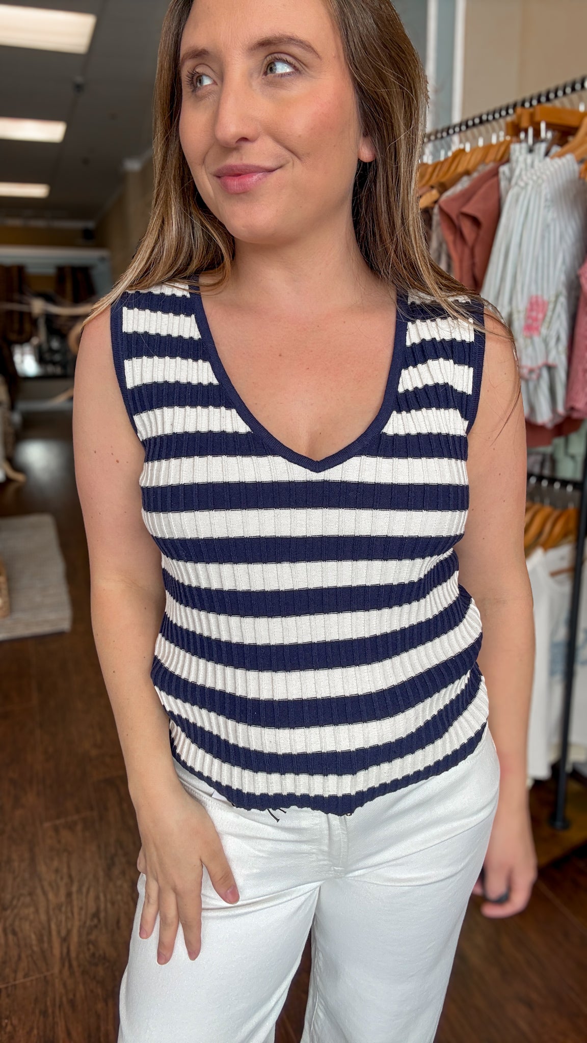 Black Iris Strip Celia Tank