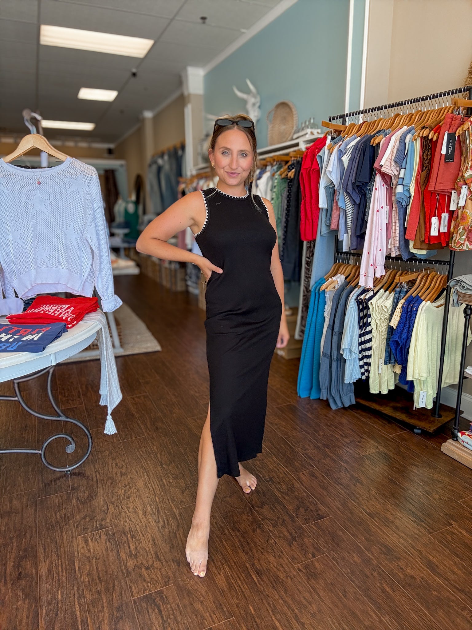 Black Leonora Dress with Stitching