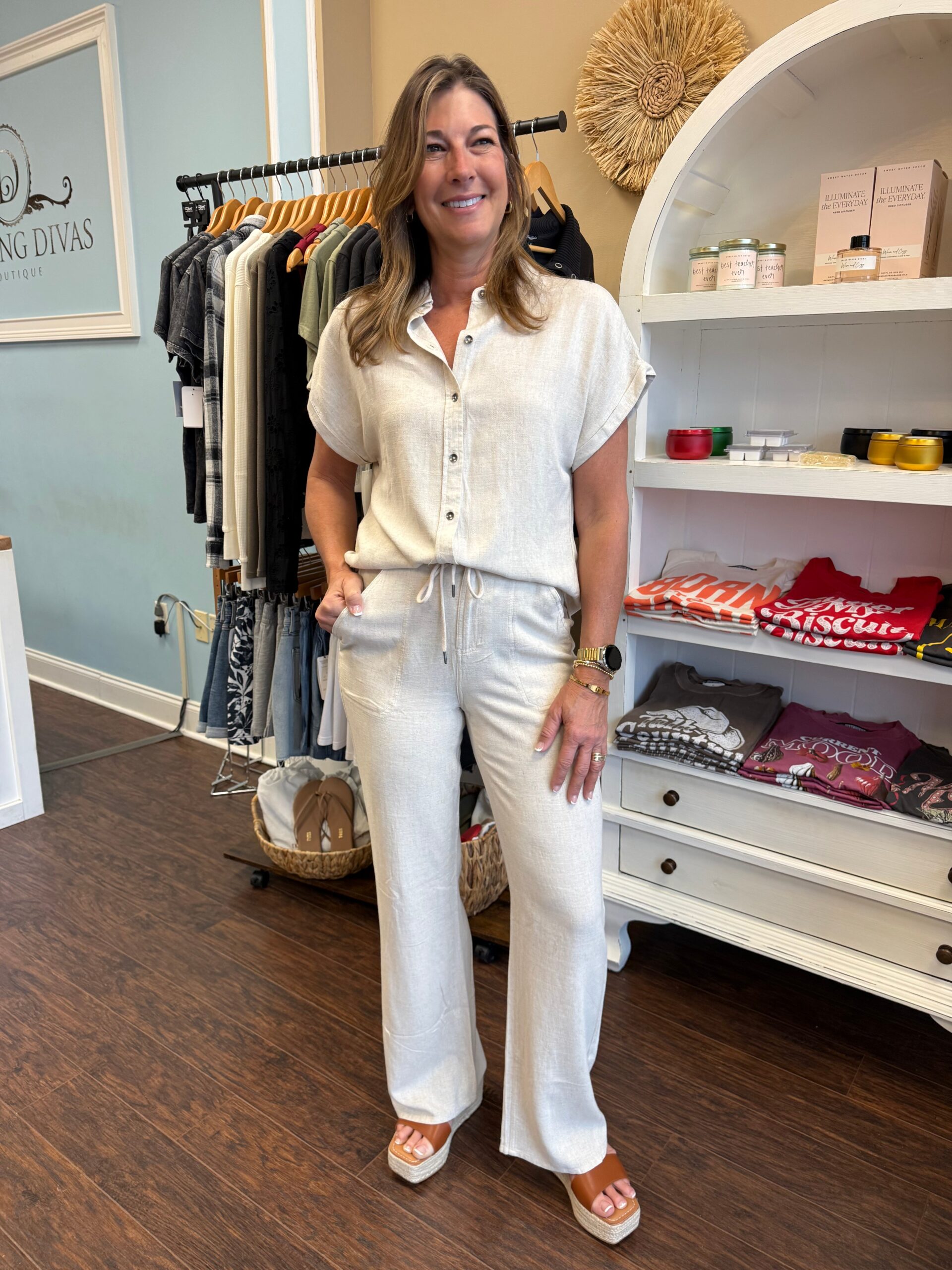 Bluffton Wide Leg Linen Pant