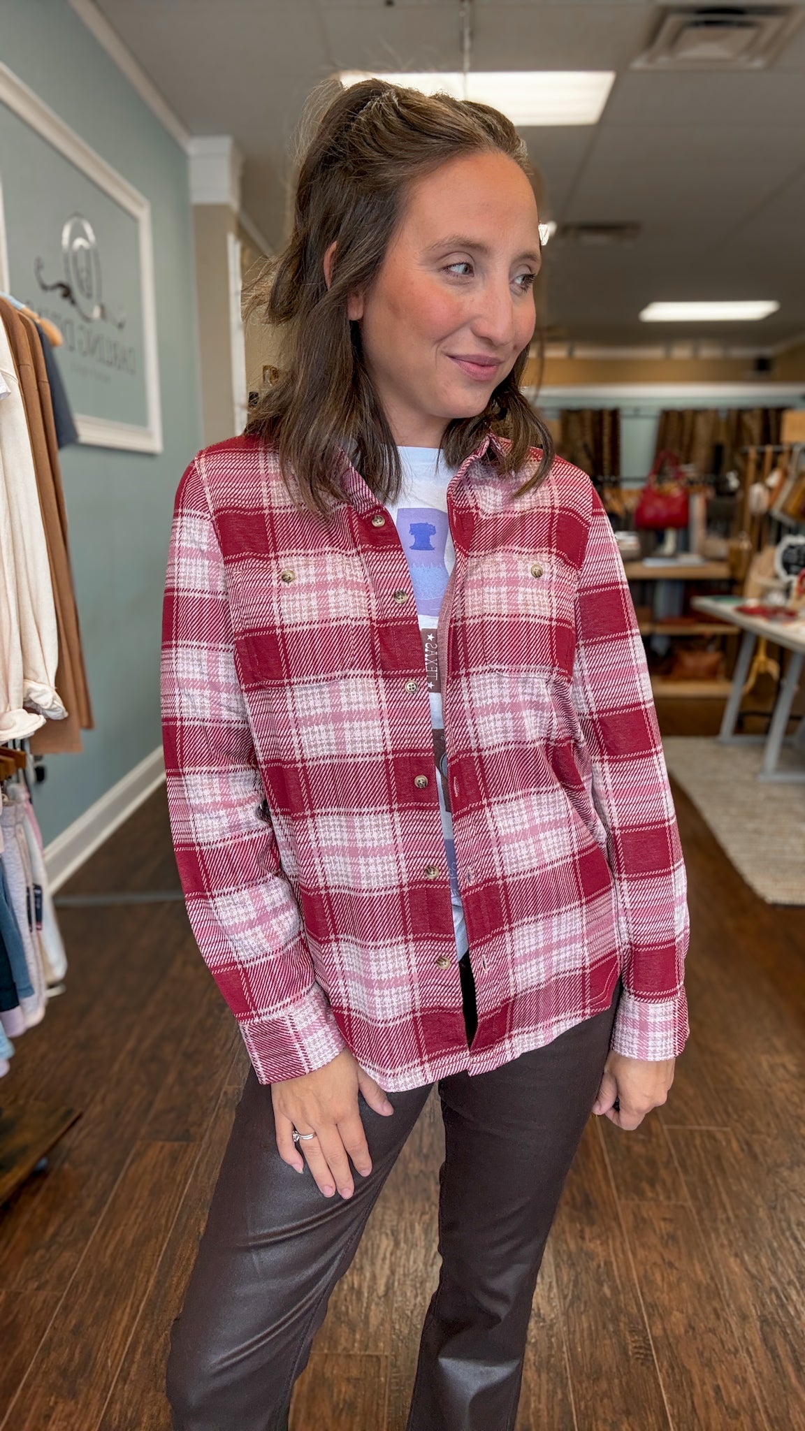 Burgundy Combo Lulu Flannel Shirt
